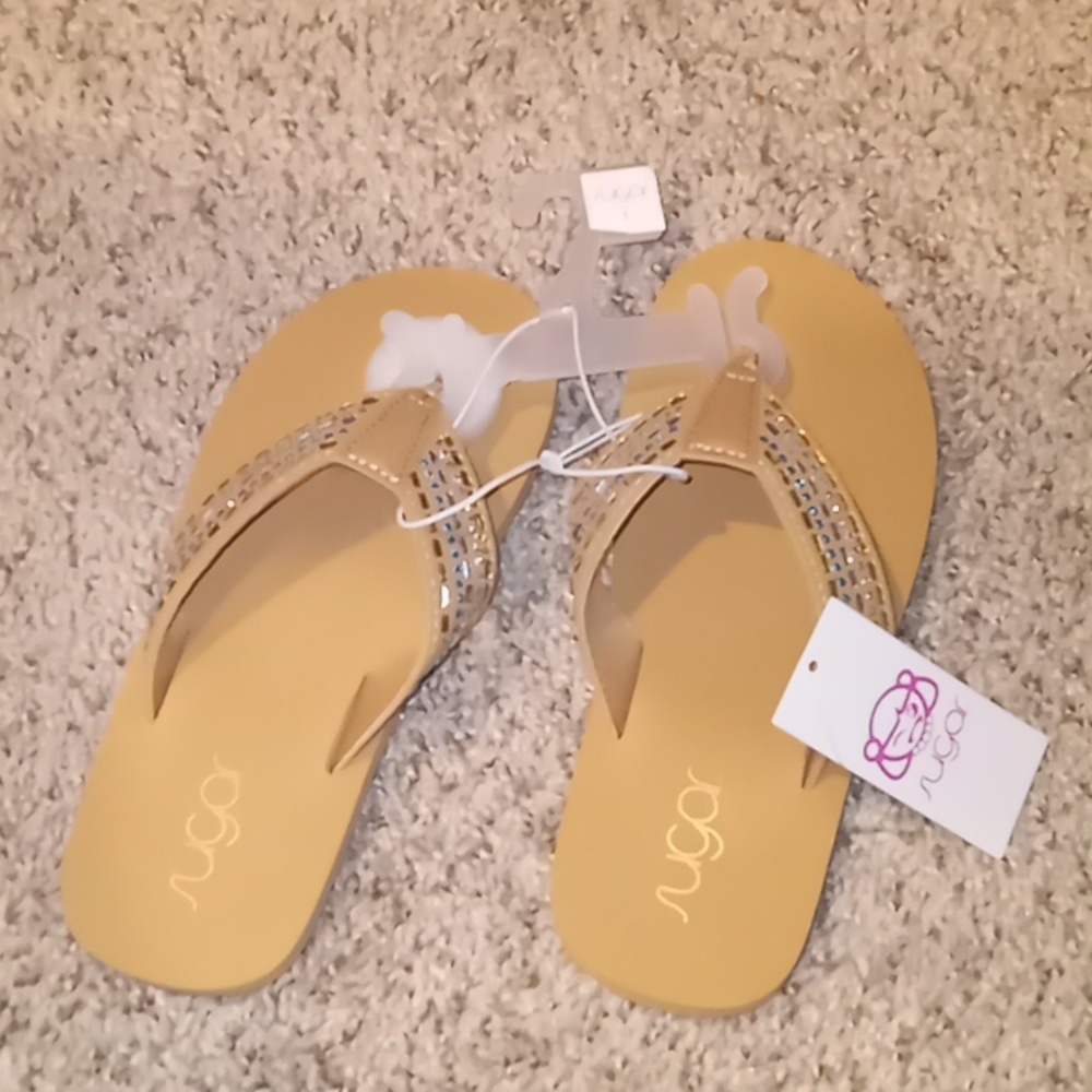 Sugar girls rhinestone flip flops size 1